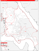 James City County Wall Map Red Line Style